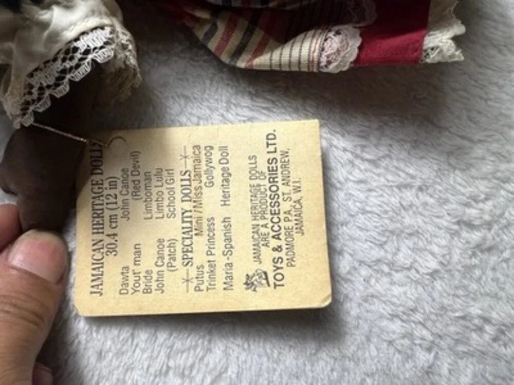 Vintage Jamaican Heritage Dolls Miss Jamaica Rag Cloth Doll With Original Tag